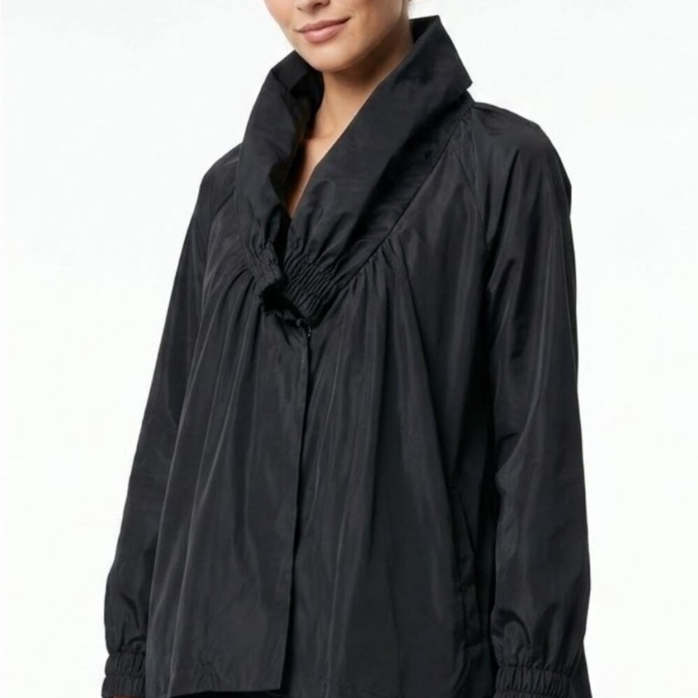 WANKO Avant-Garde Sculptural Draped Neck Windbreaker Jacket S